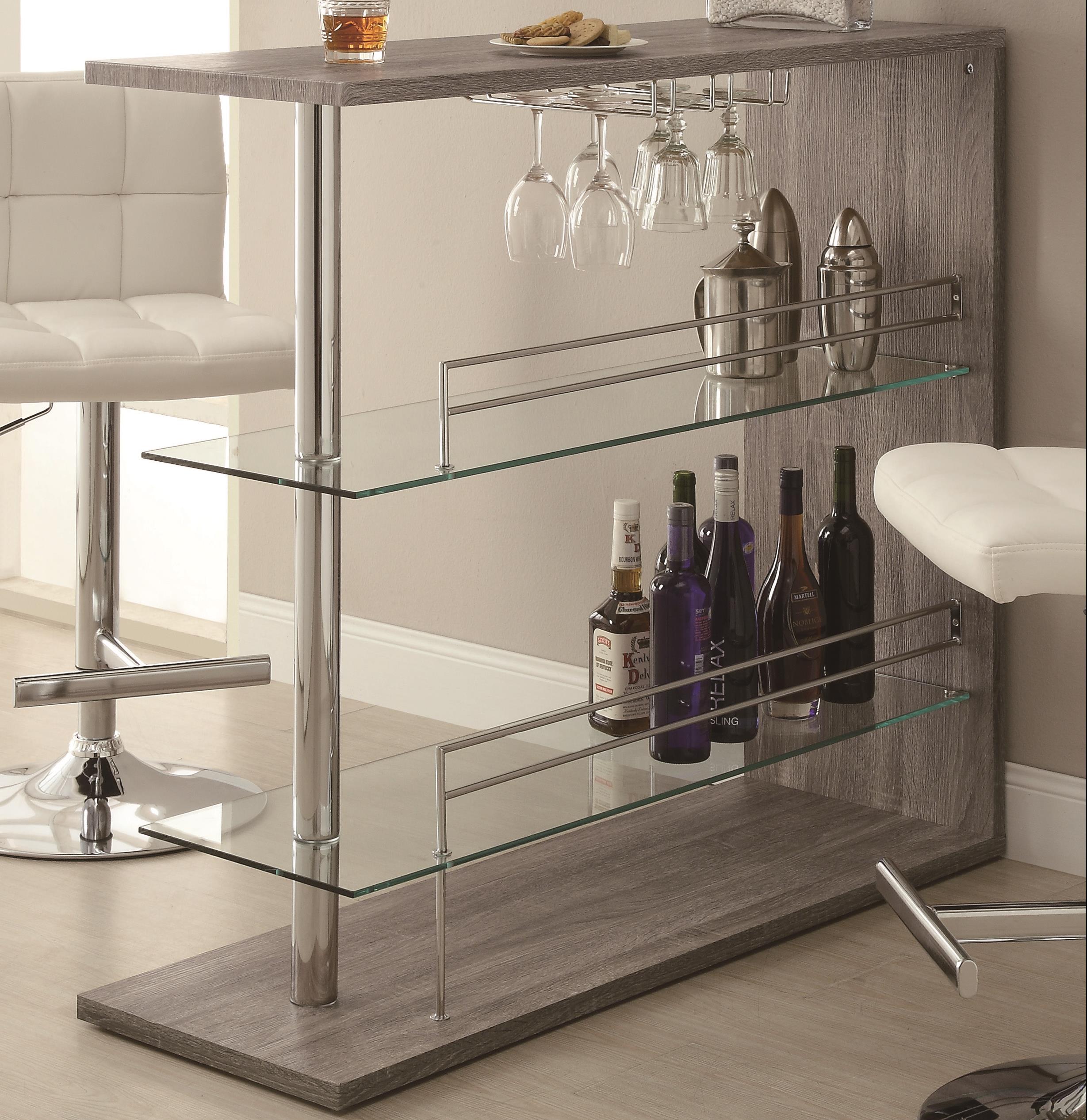 Coaster Bar Units and Bar Tables Rectangular Bar Unit with 2 Shelves and Wine Holder Value